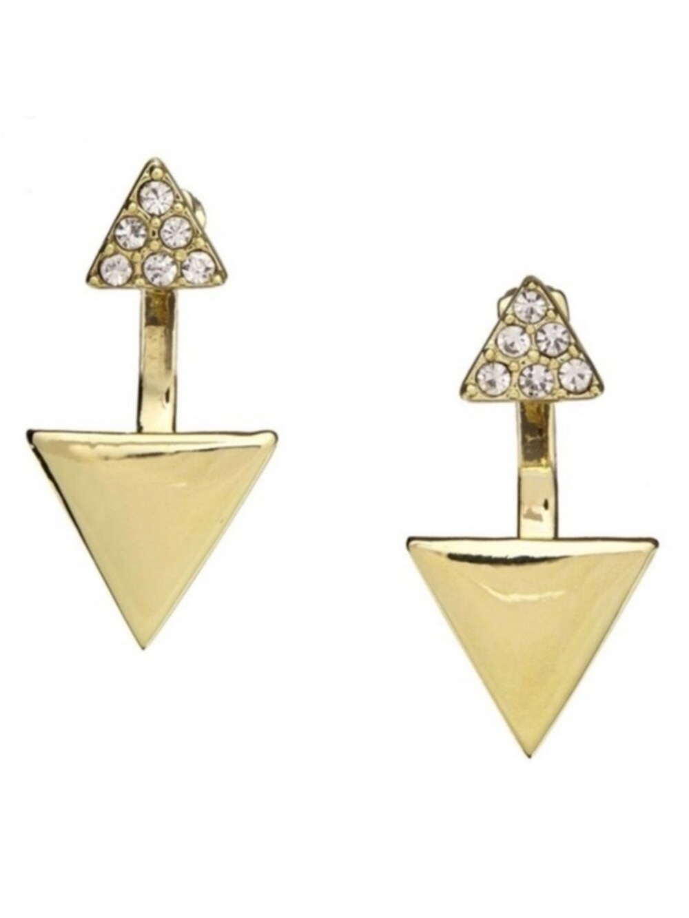 BaubleBar crystal pavé triangle stud ear jacket earrings gold-tone detachable